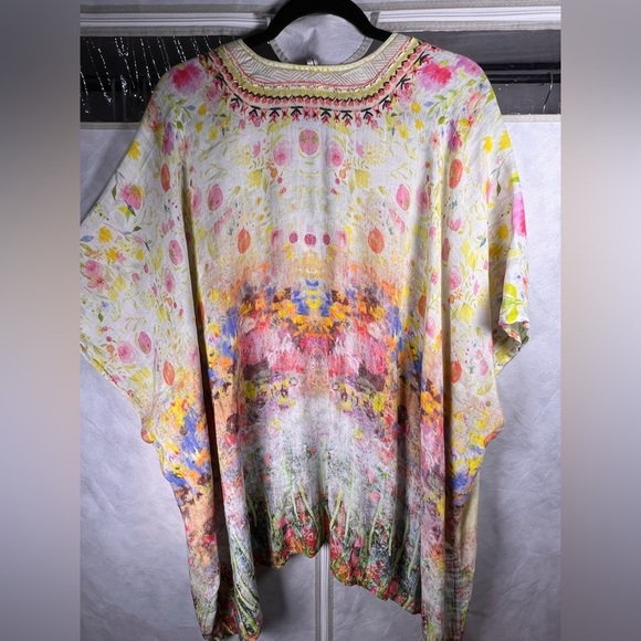 Anthropology Bl-nk Beaded 100% Linen Poncho O/S like new condition - Picture 8 of 9